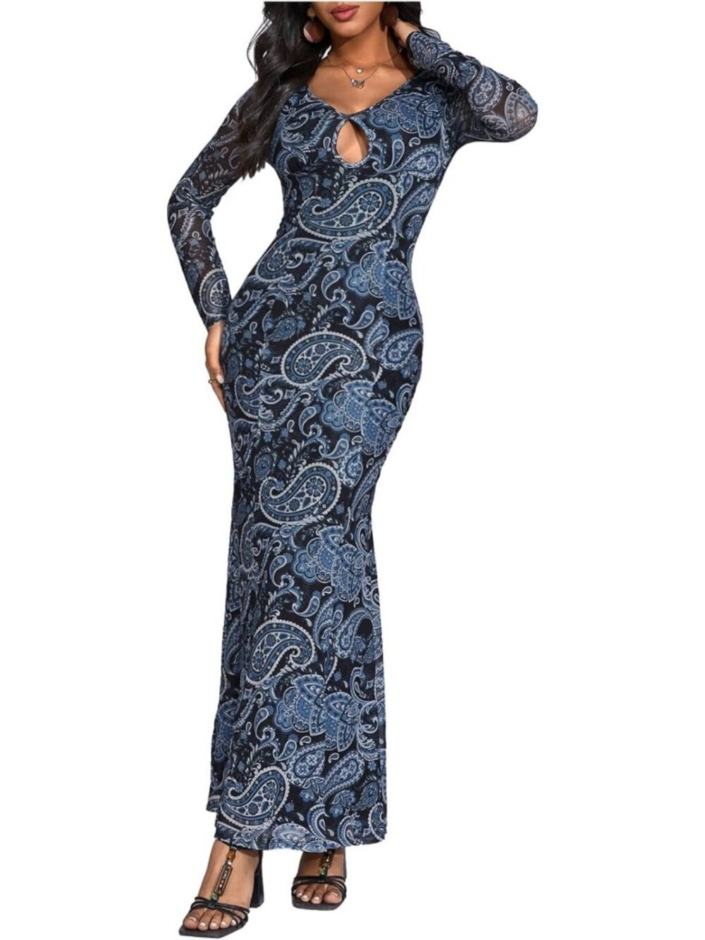 Stylish Paisley Print Fishtail Maxi Dress - Boho Chic Western Style Dress